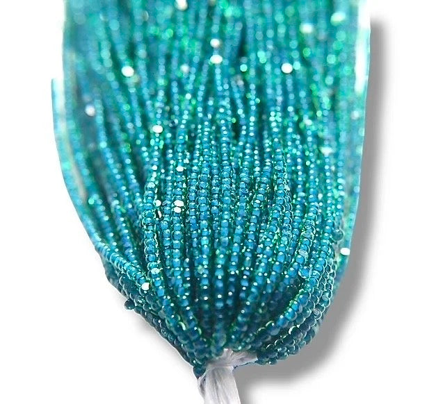 Light Green Blue Lined 2-Cut Charlotte Cut Beads