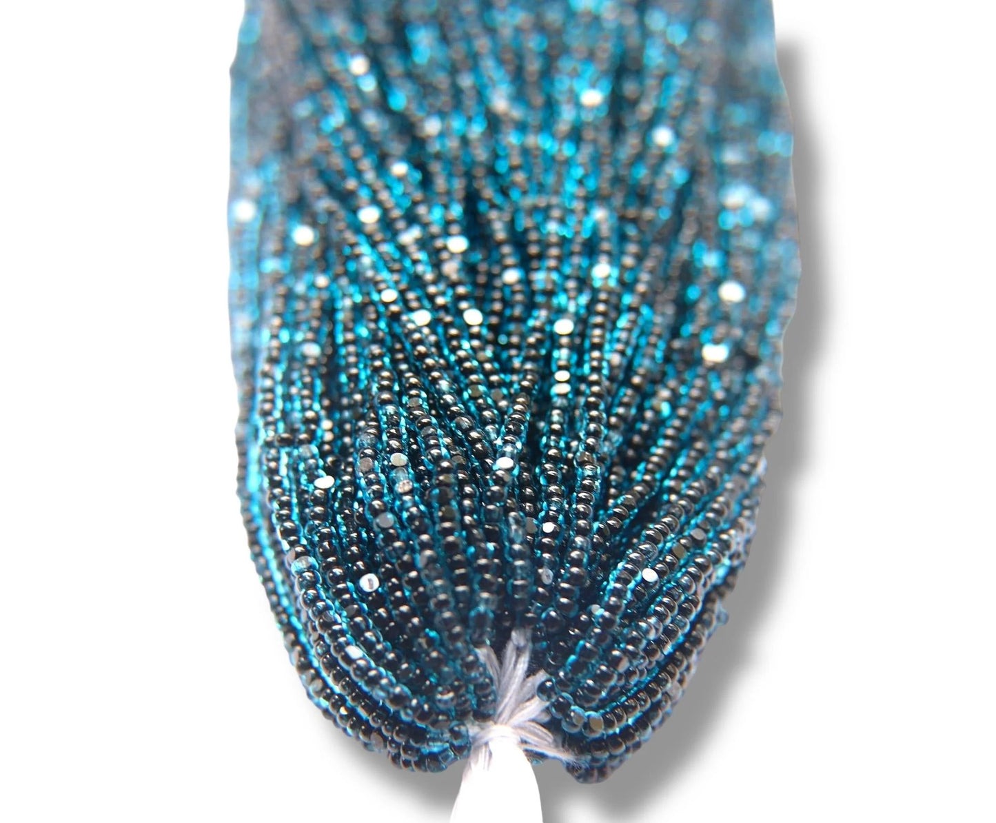 Aqua Jet Lined 2-Cut Charlotte Cut Beads