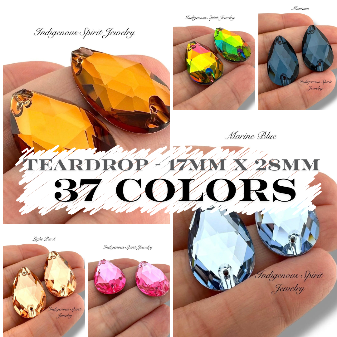 COLLECTION - 17mm x 28mm Teardrop K9 Crystal Sew-on Cabochons