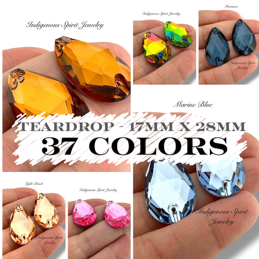 COLLECTION - 17mm x 28mm Teardrop K9 Crystal Sew-on Cabochons