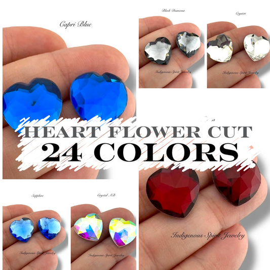 COLLECTION  - 16mm Heart Flower Cut K9 Crystal Cabochons