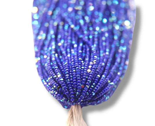 Patina Medium Blue Opaque AB 2-Cut Charlotte Cut Beads