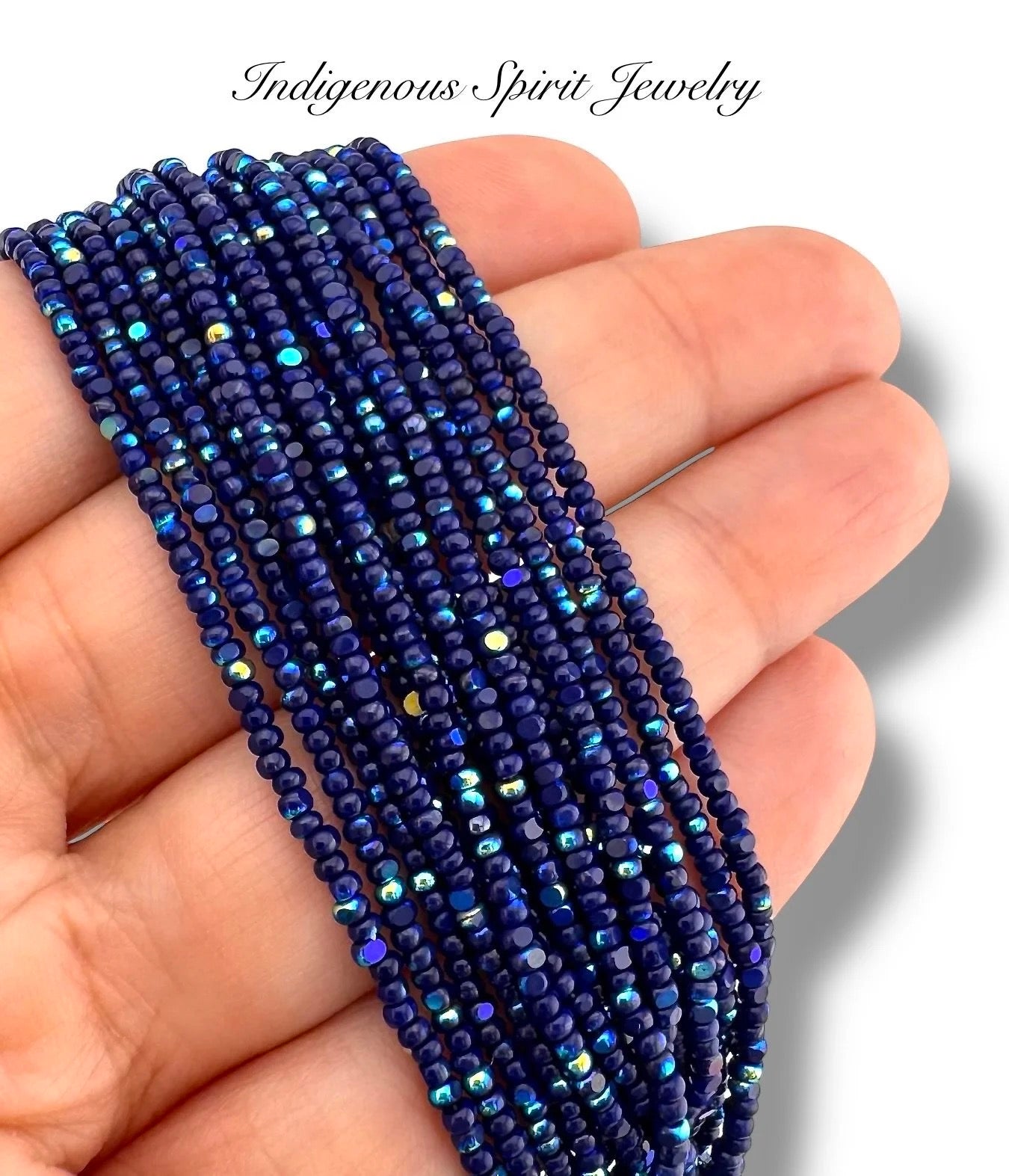 Patina Opaque Dark Blue Navy AB - 2-Cut Charlotte Cut Beads