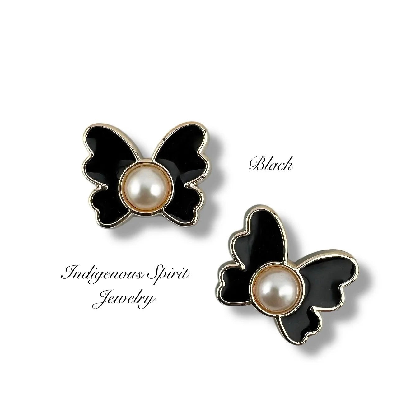 Butterfly Enamel Cabochons with Raised Imitation Pearls