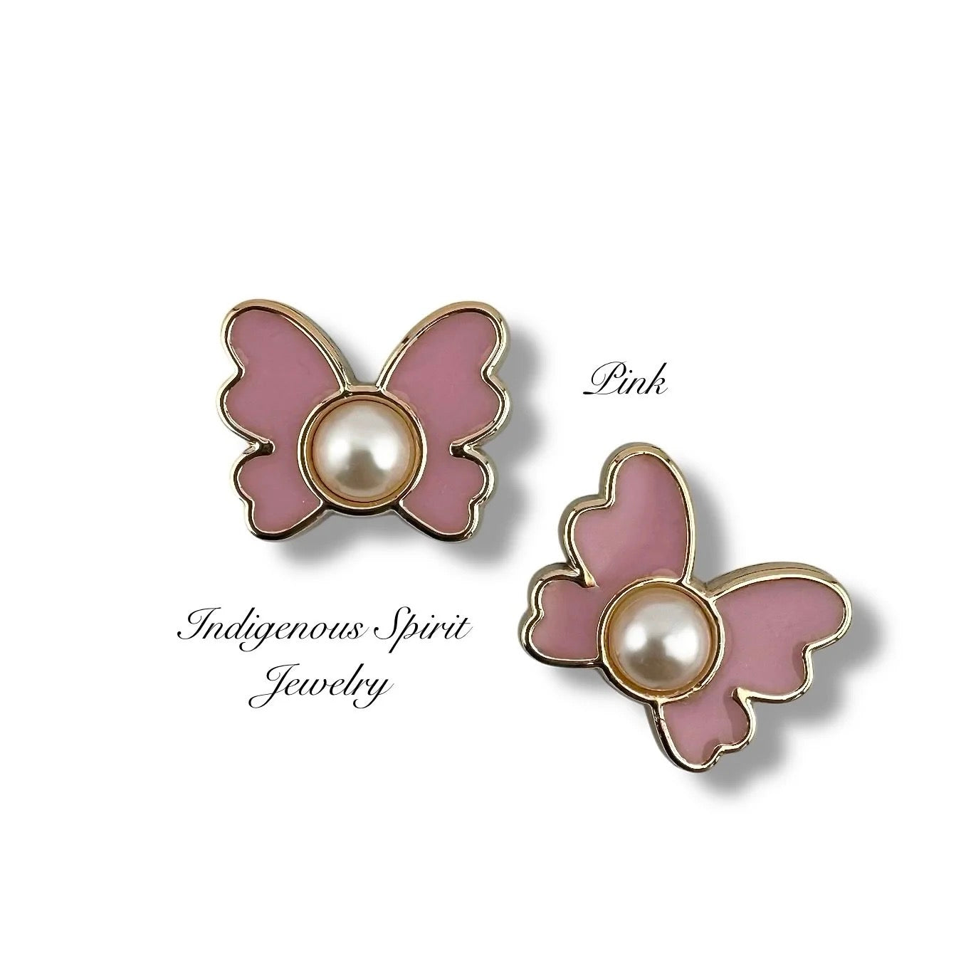 Butterfly Enamel Cabochons with Raised Imitation Pearls