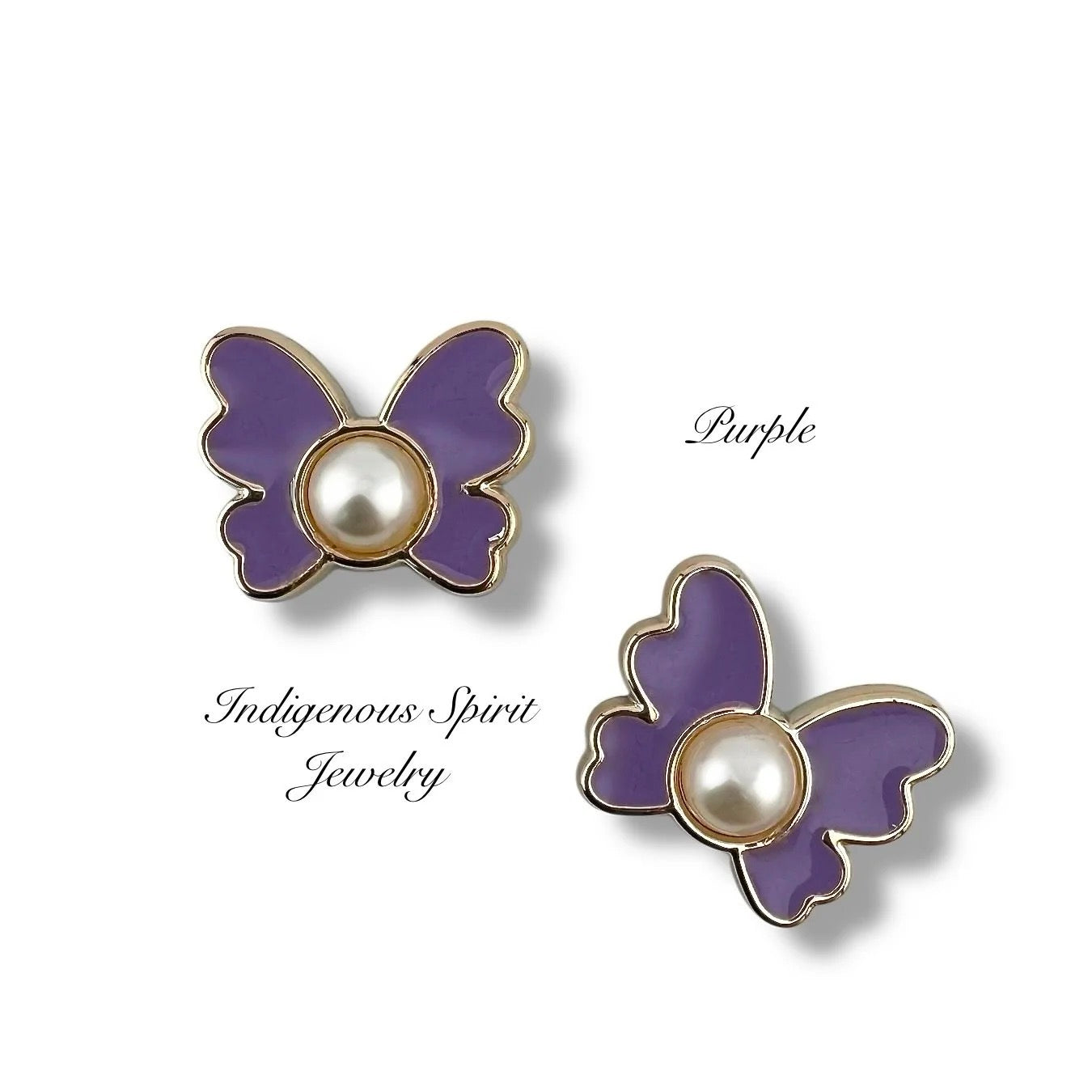 Butterfly Enamel Cabochons with Raised Imitation Pearls