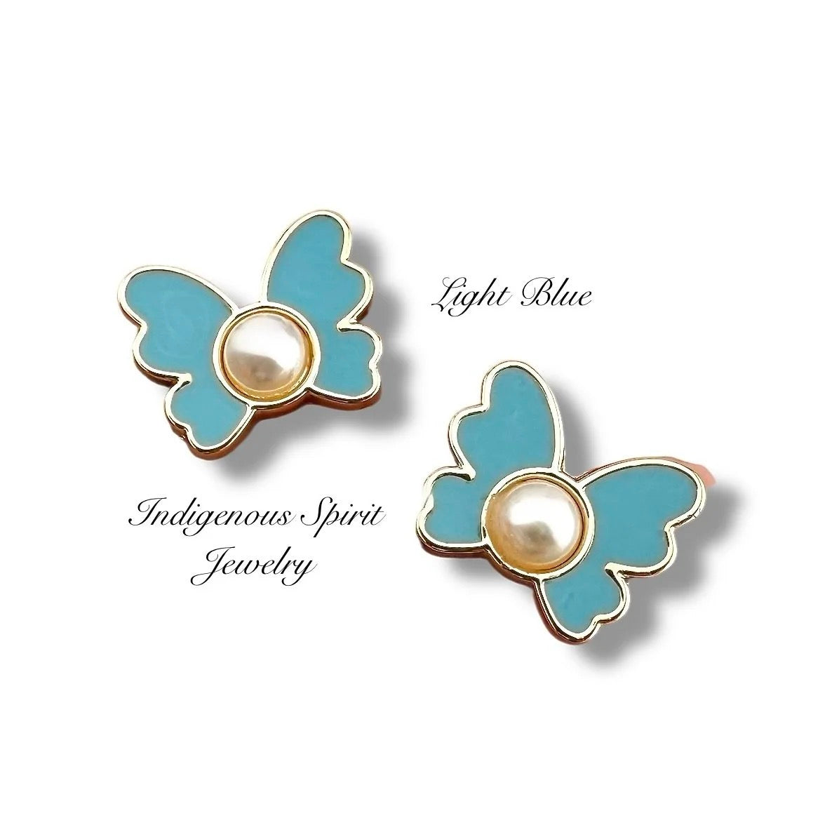Butterfly Enamel Cabochons with Raised Imitation Pearls