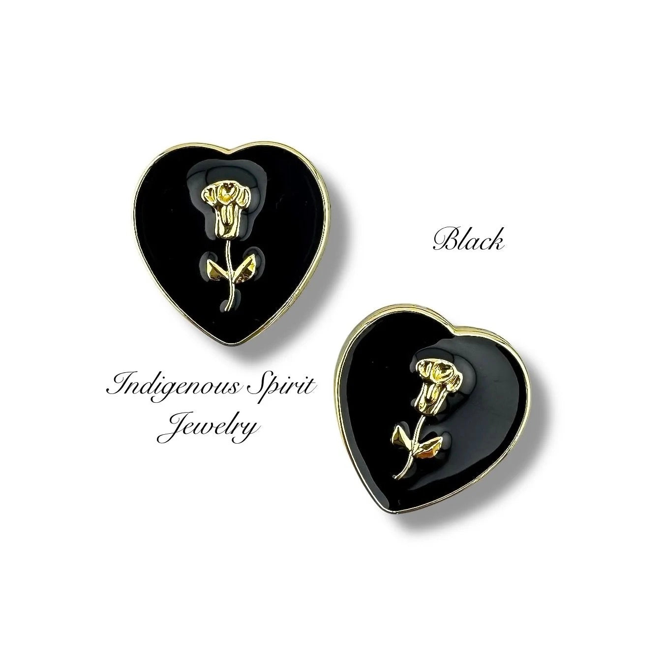 Small Heart Shaped Cabochons With Gold Embossed Roses