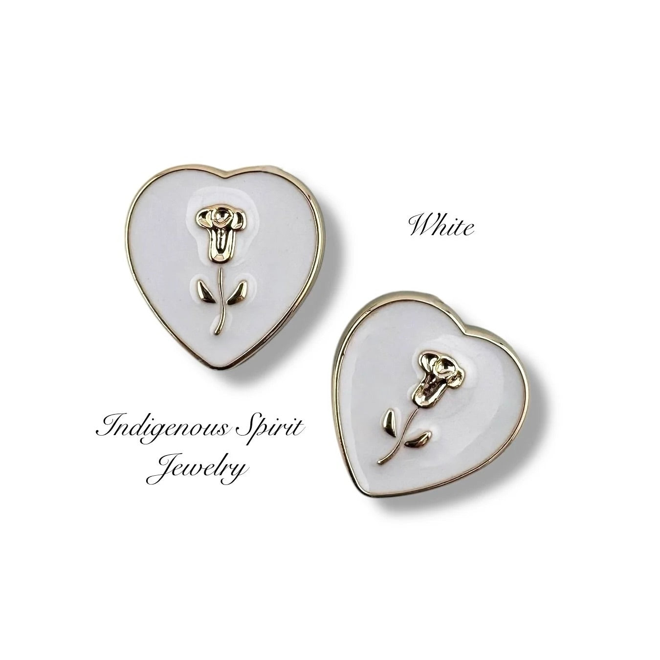 Small Heart Shaped Cabochons With Gold Embossed Roses