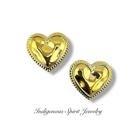 22mm Gold Heart Enamel Cabochons