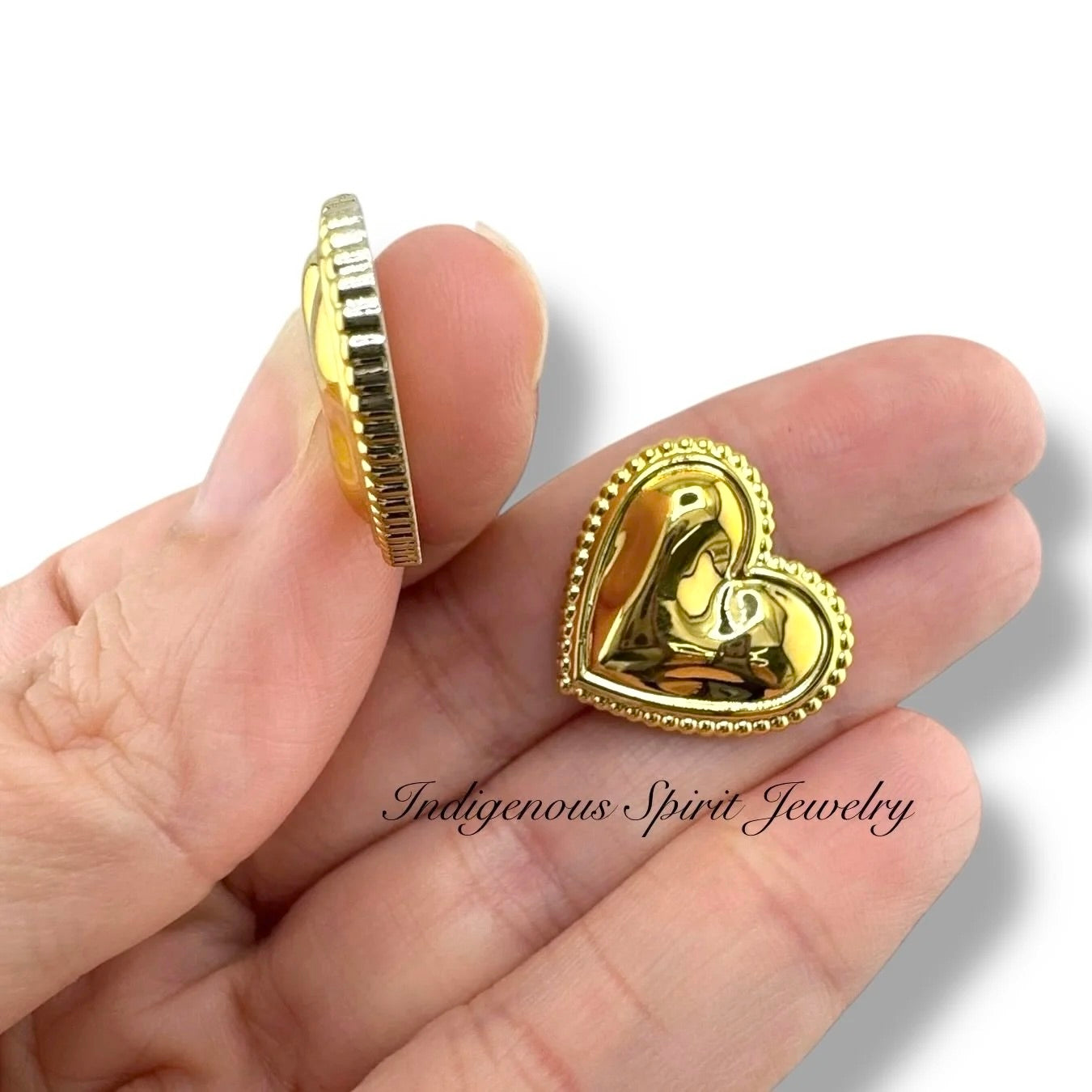 22mm Gold Heart Enamel Cabochons
