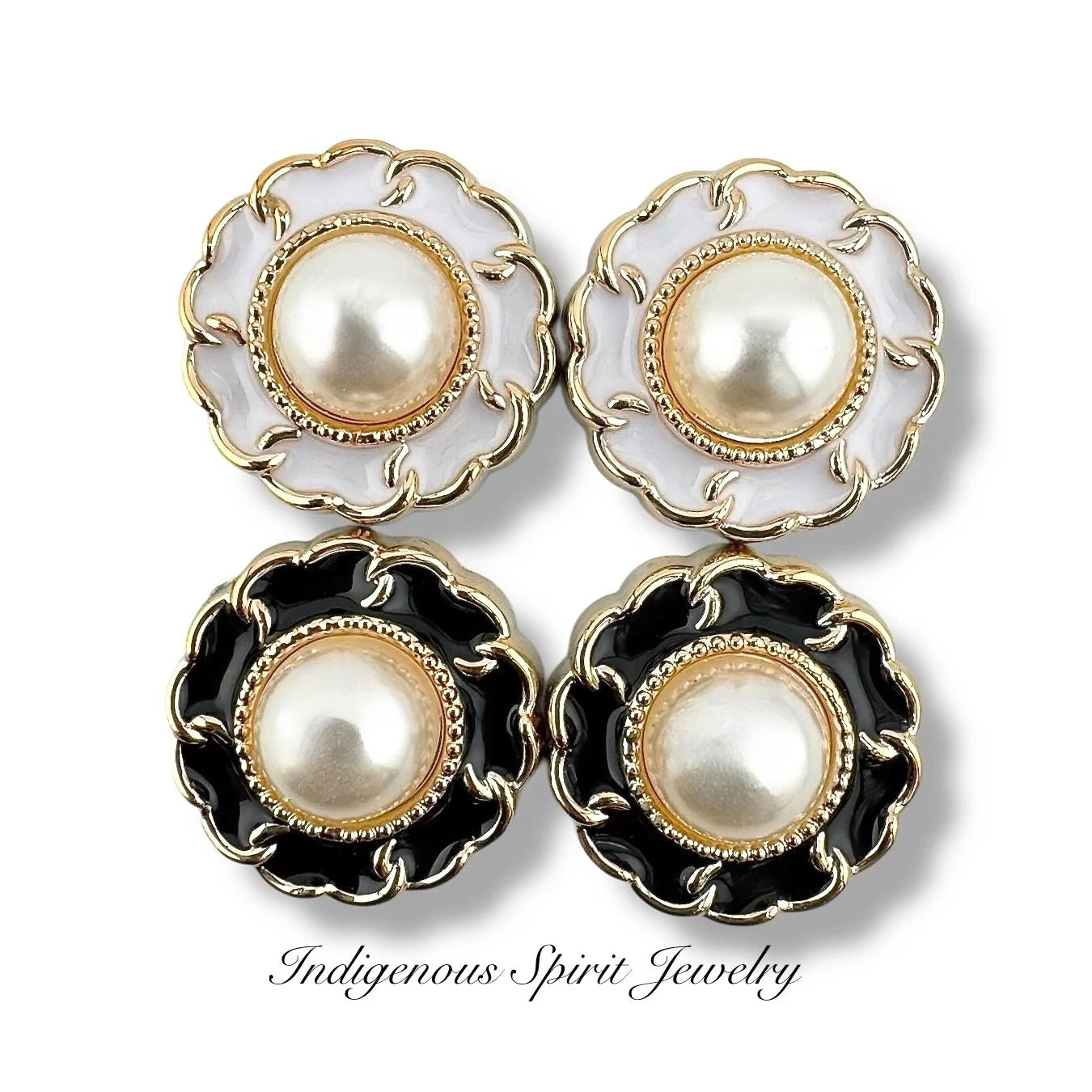 25mm Fancy Edge Imitation Pearl Cabochons