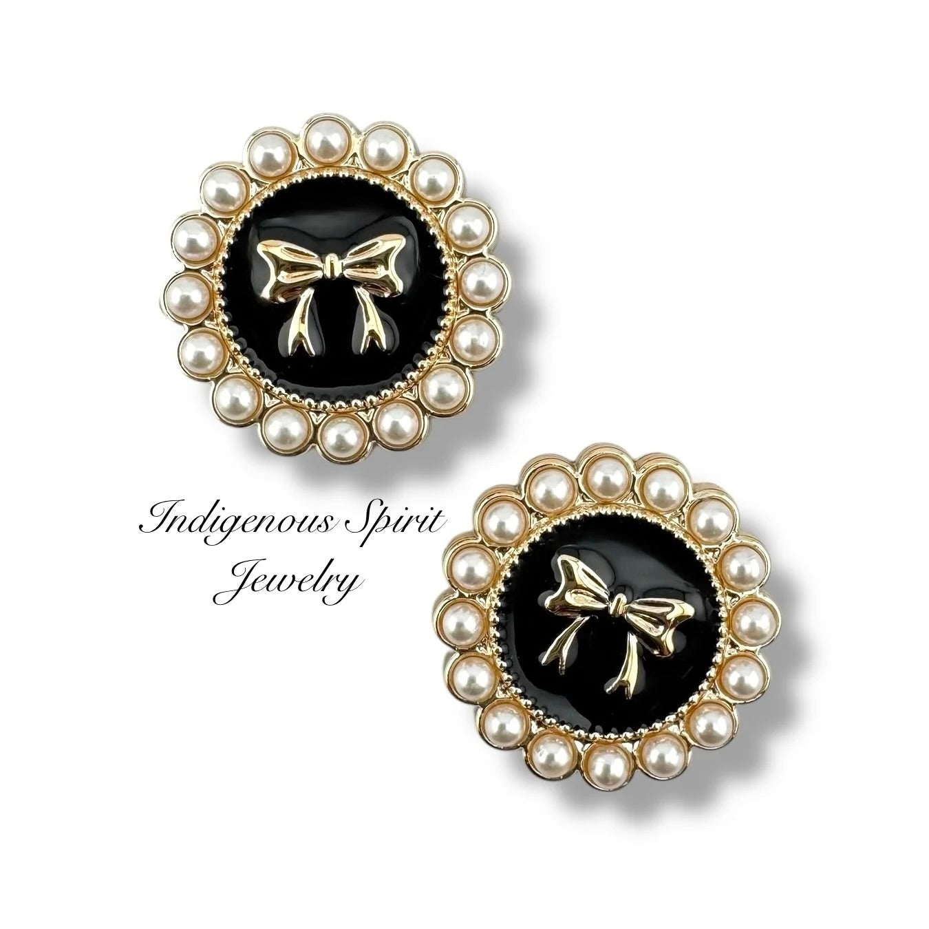 21mm Circle Pearl Edge with Bows Design Cabochons