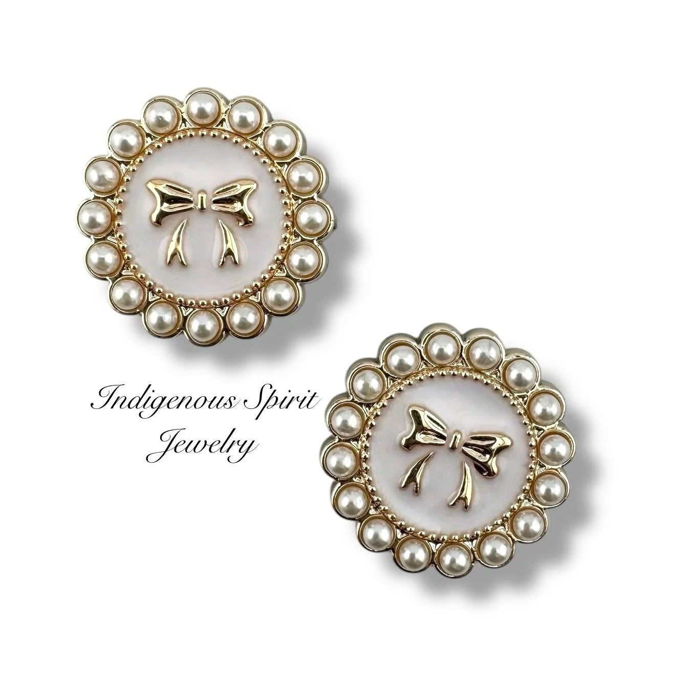 21mm Circle Pearl Edge with Bows Design Cabochons