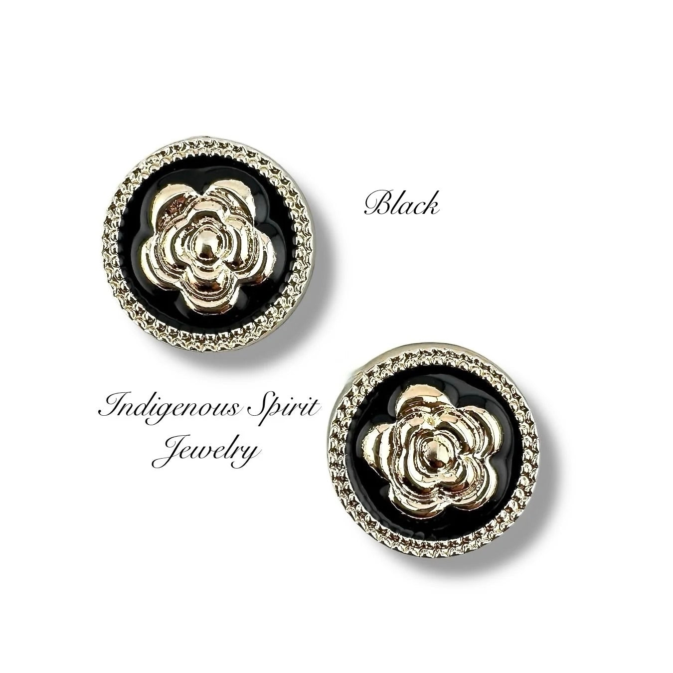18mm Middle Rose Circle Shaped Cabochons - Black & White Collection
