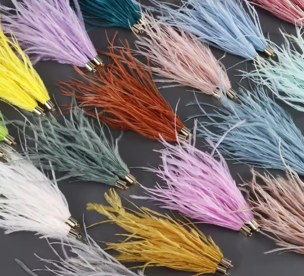 Long Thick Feathers - Wide Top Gold Base Connectors