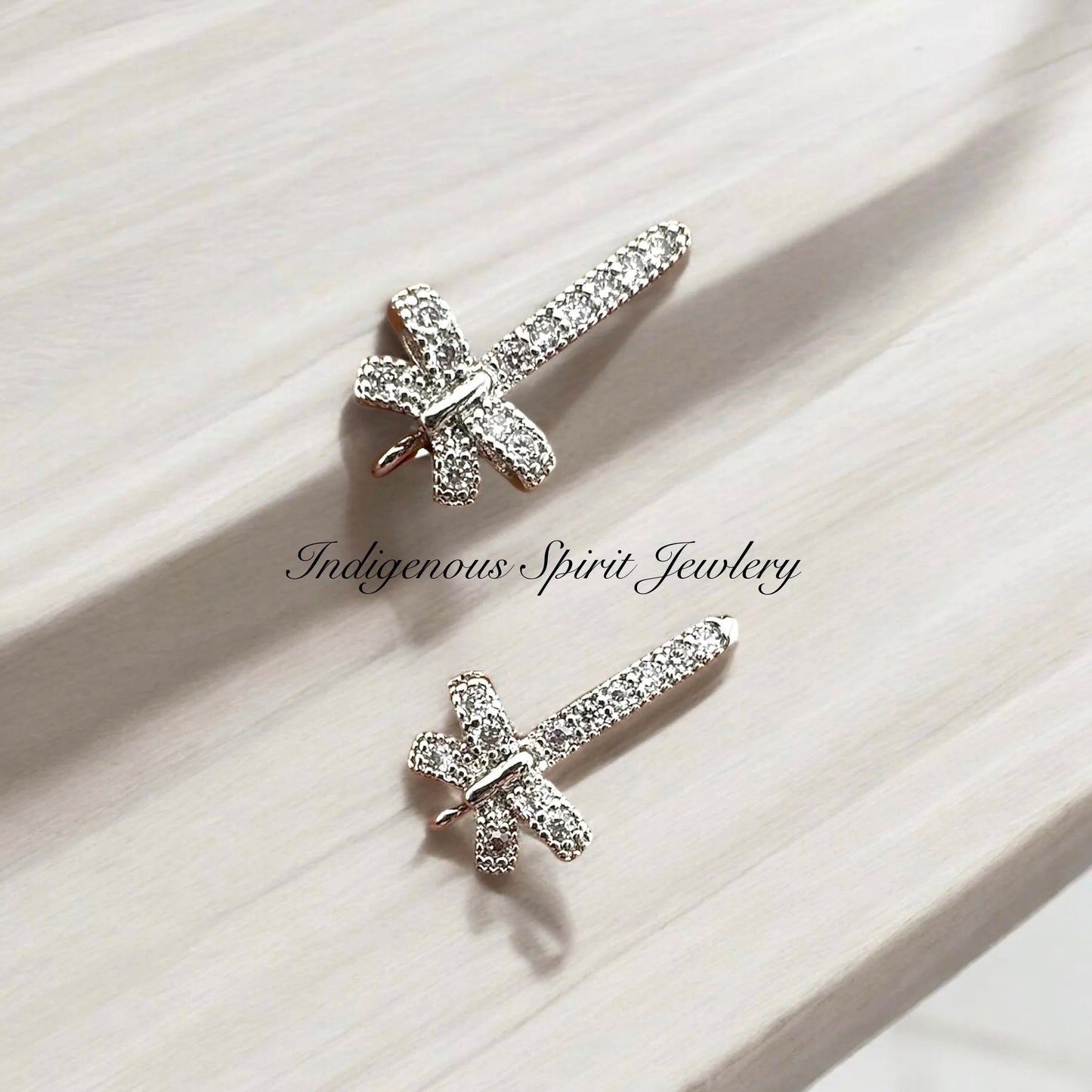 18k Gold Plated Bow Findings with Cubic Zirconia Crystals