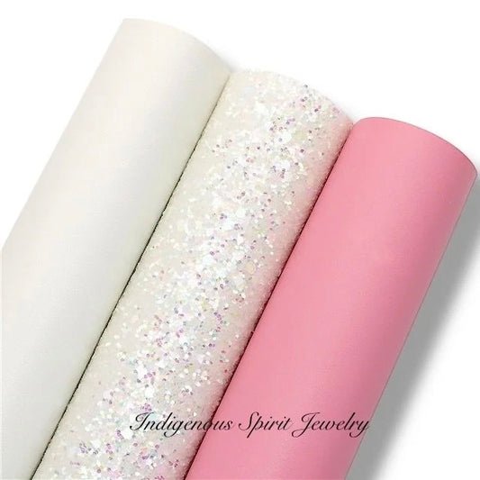 COLLECTION - Pink, White & White Glitter Faux Leather