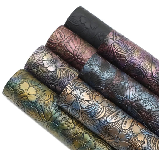COLLECTION - Dragonfly & Butterfly Embossed Faux Leather Backing