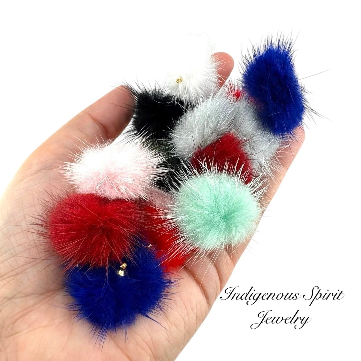 Mink Fur Balls with Small Connectors