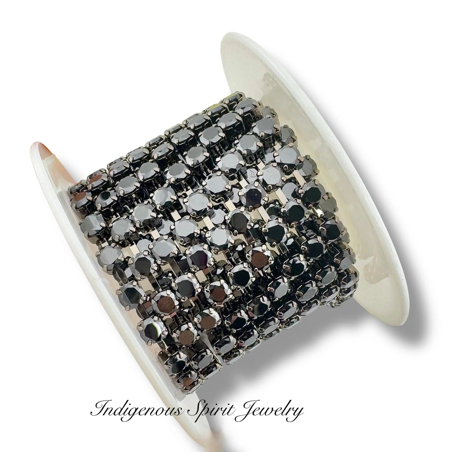 Gunmetal Plated, 4mm Round Black Cubic Zirconia Chain Banding