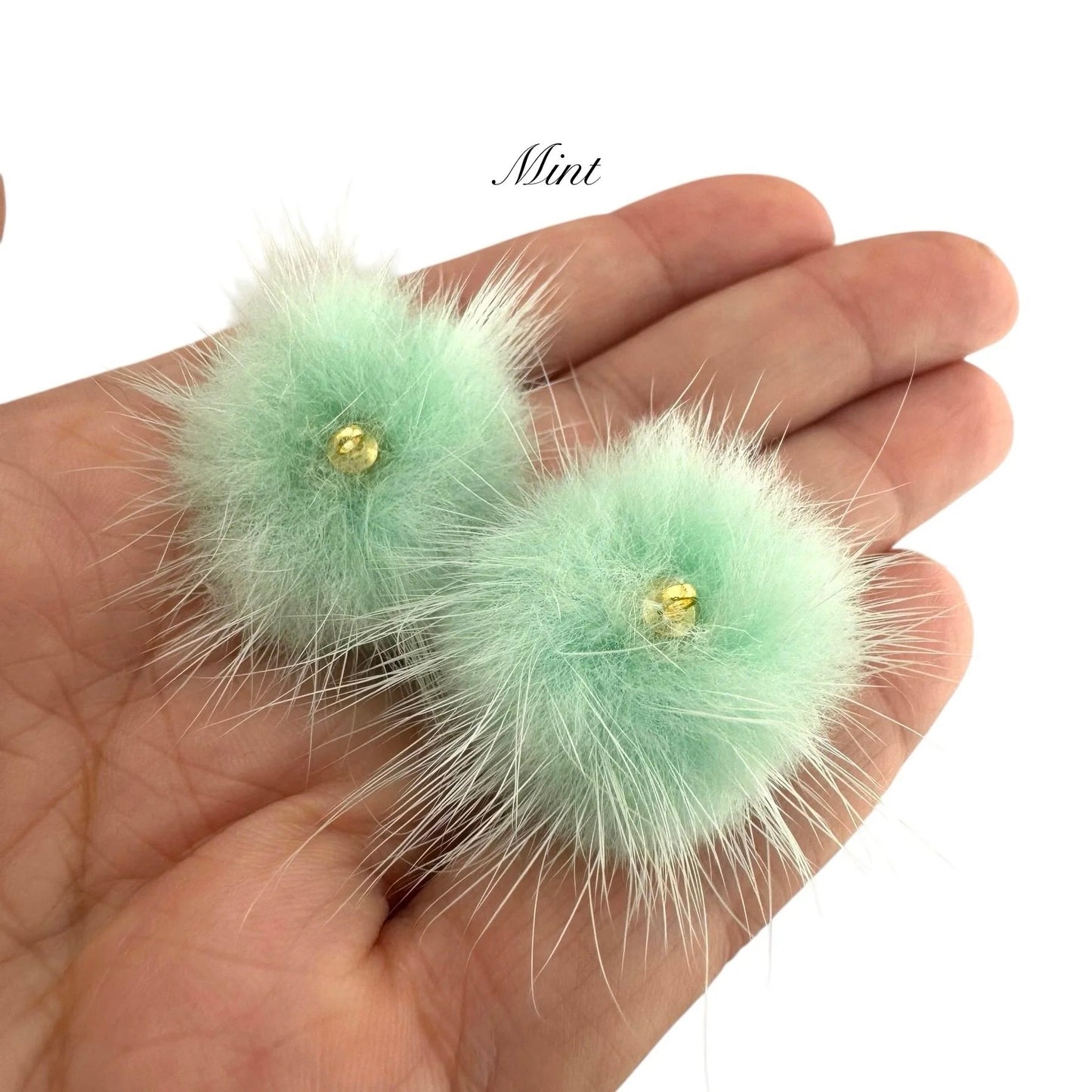 Mink Fur Balls with Small Connectors