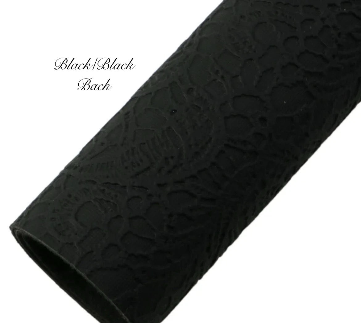 COLLECTION - Embossed Lace Faux Leather Backing (21 colours)