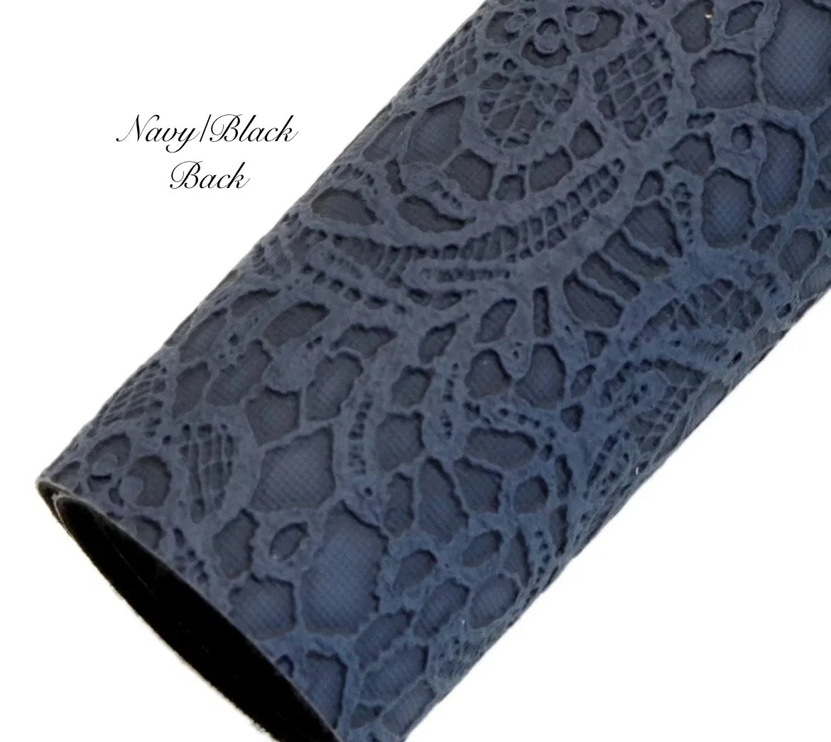 COLLECTION - Embossed Lace Faux Leather Backing (21 colours)