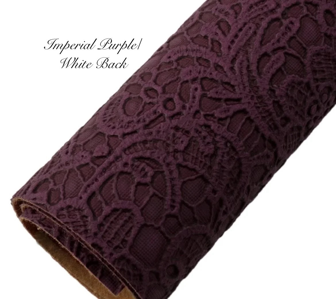 COLLECTION - Embossed Lace Faux Leather Backing (21 colours)