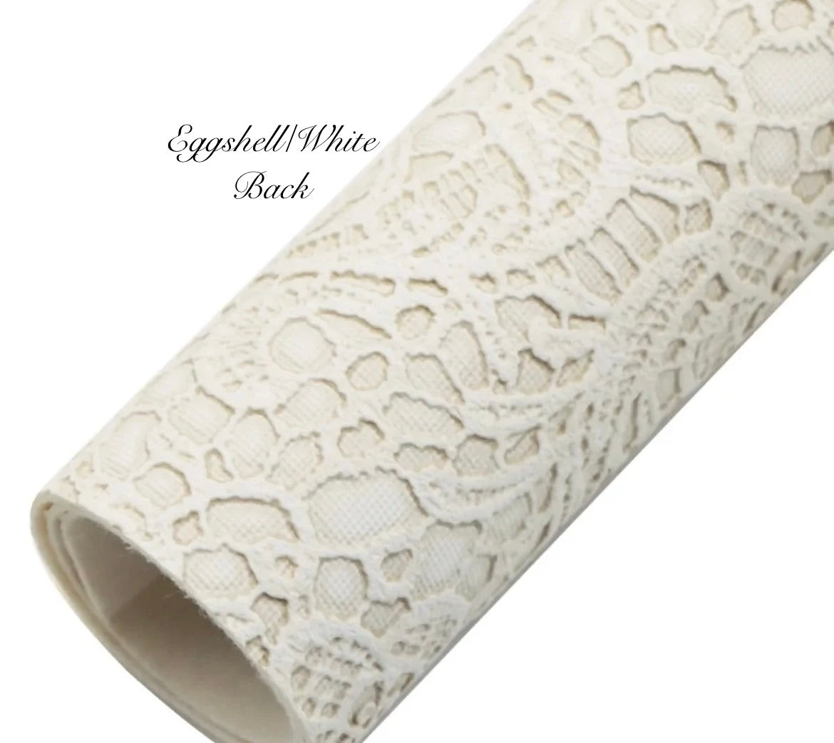 COLLECTION - Embossed Lace Faux Leather Backing (21 colours)