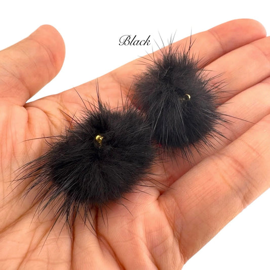 Mink Fur Balls with Small Connectors