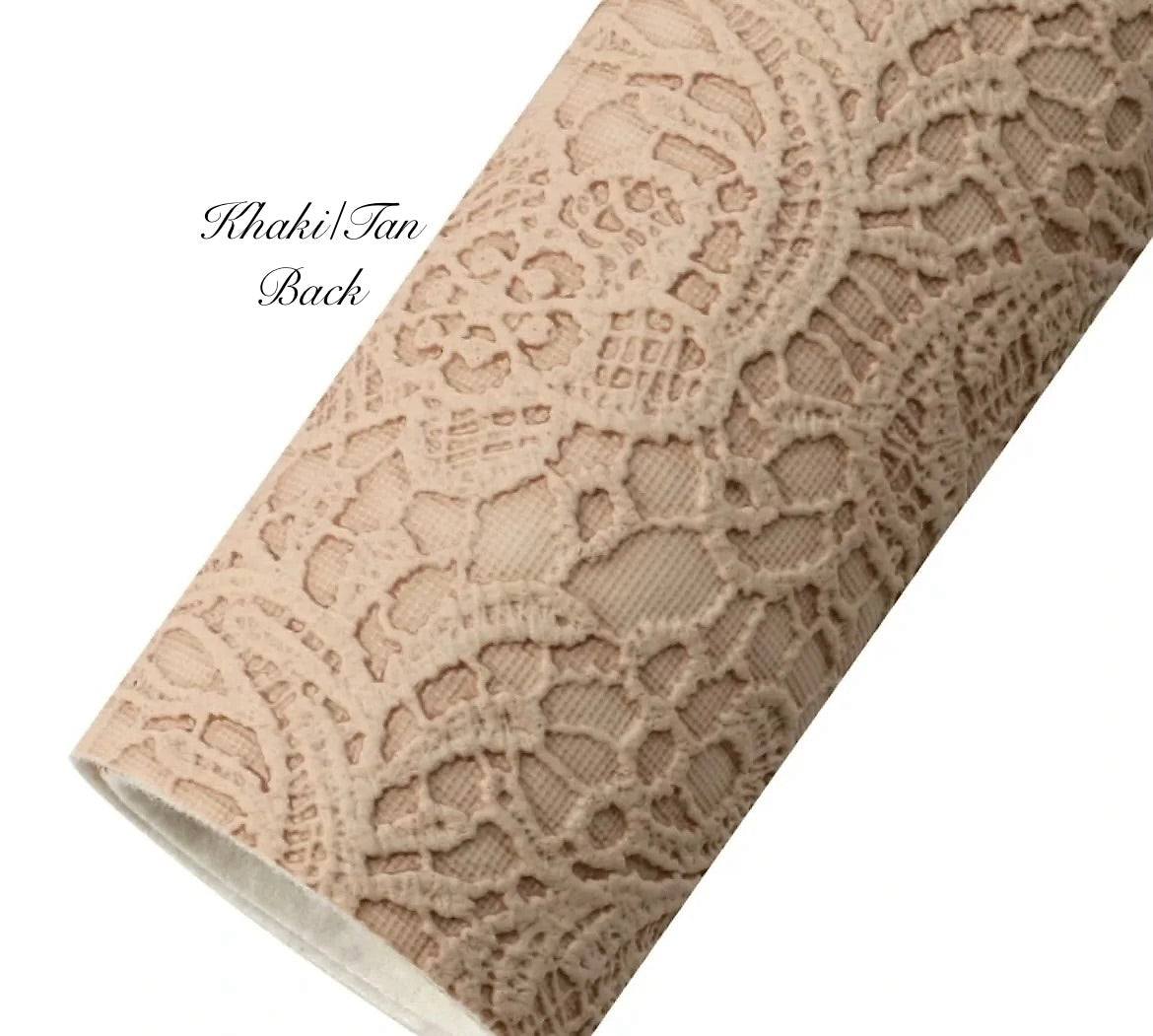 COLLECTION - Embossed Lace Faux Leather Backing (21 colours)