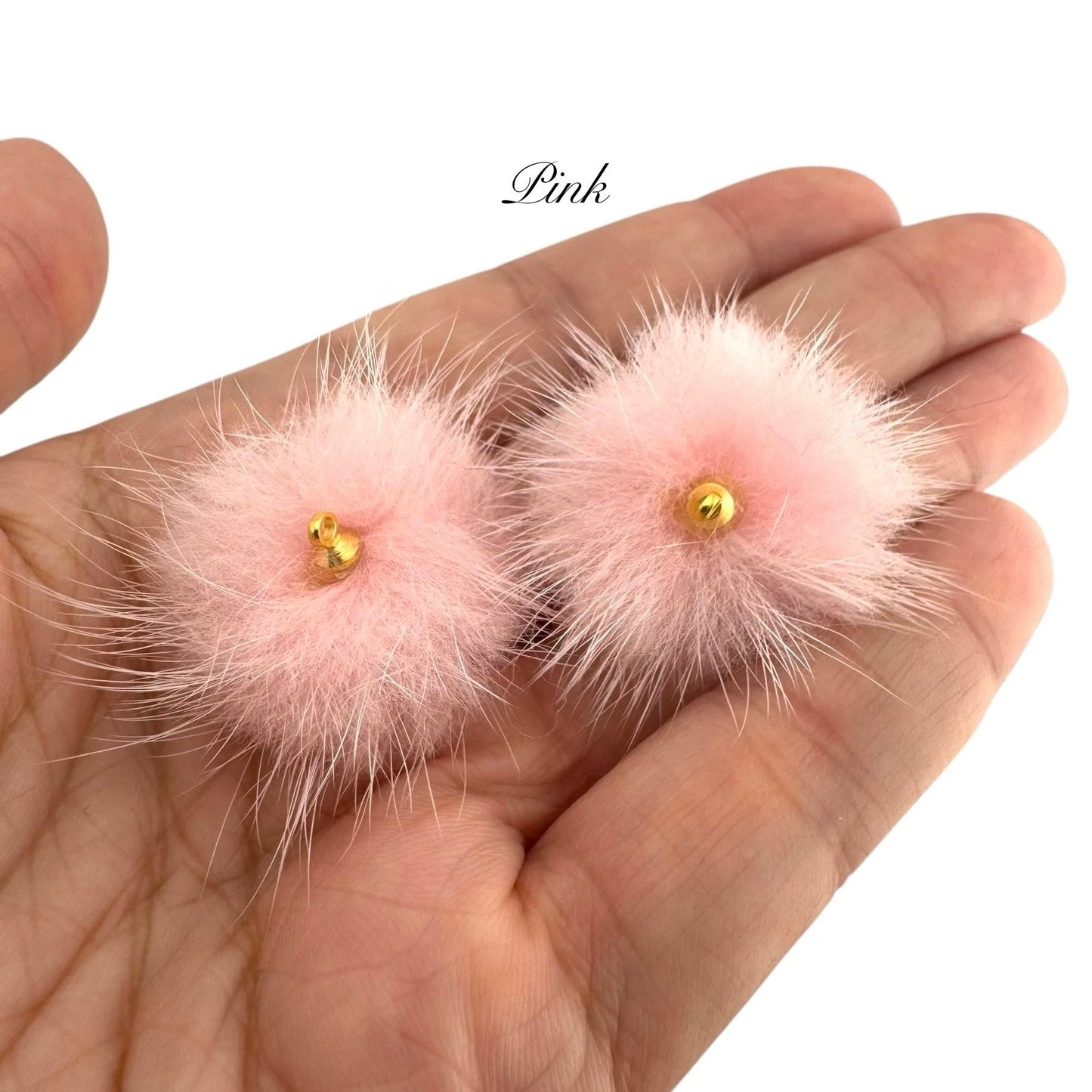 Mink Fur Balls with Small Connectors