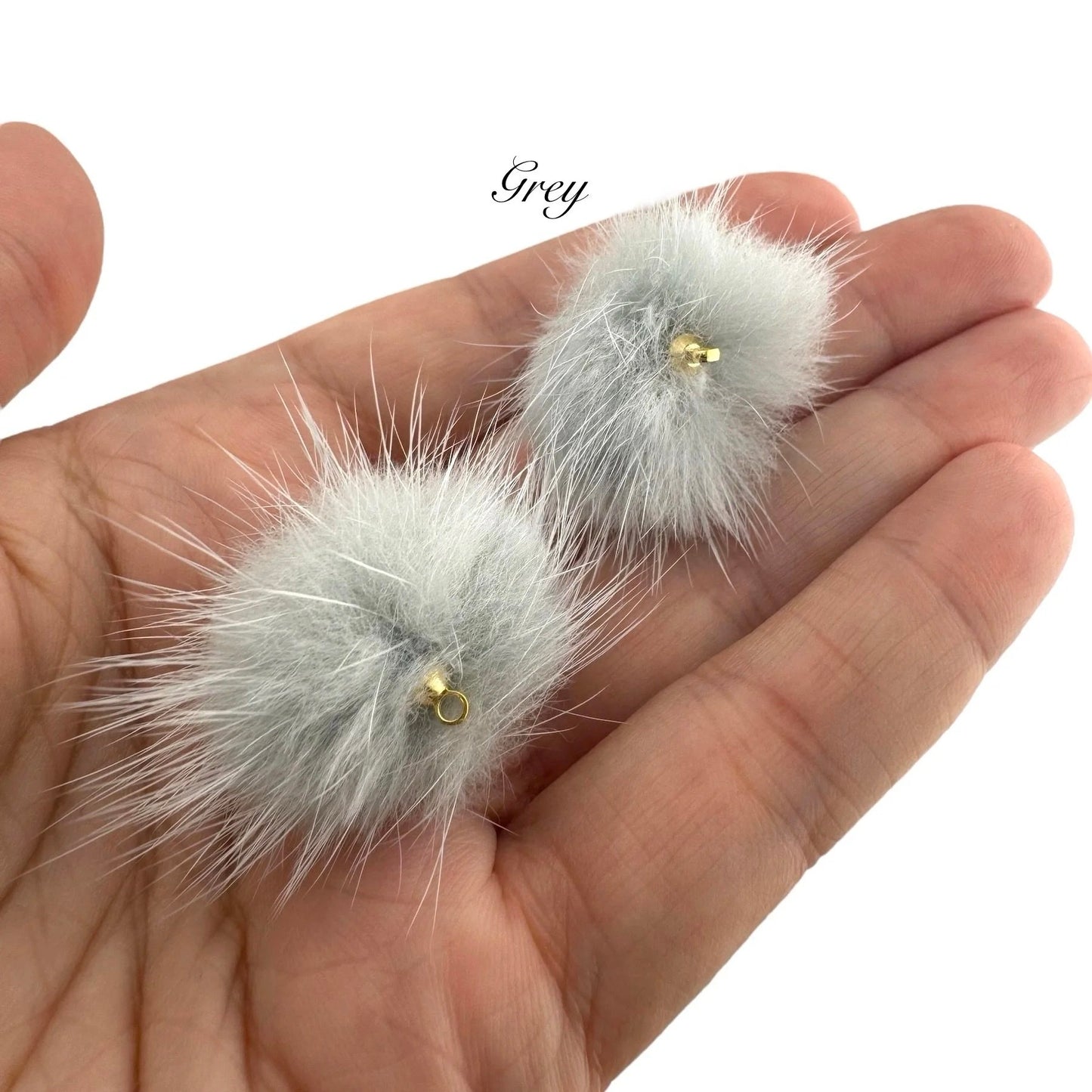 Mink Fur Balls with Small Connectors