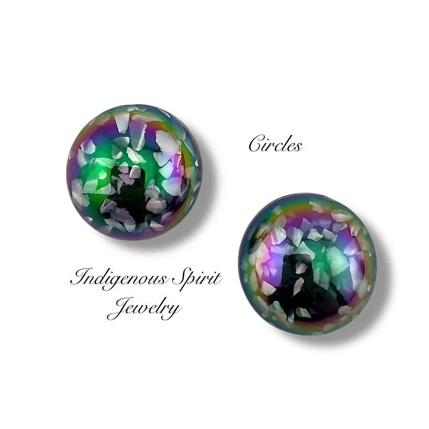 Iridescent Confetti Cabochons - Black Collection