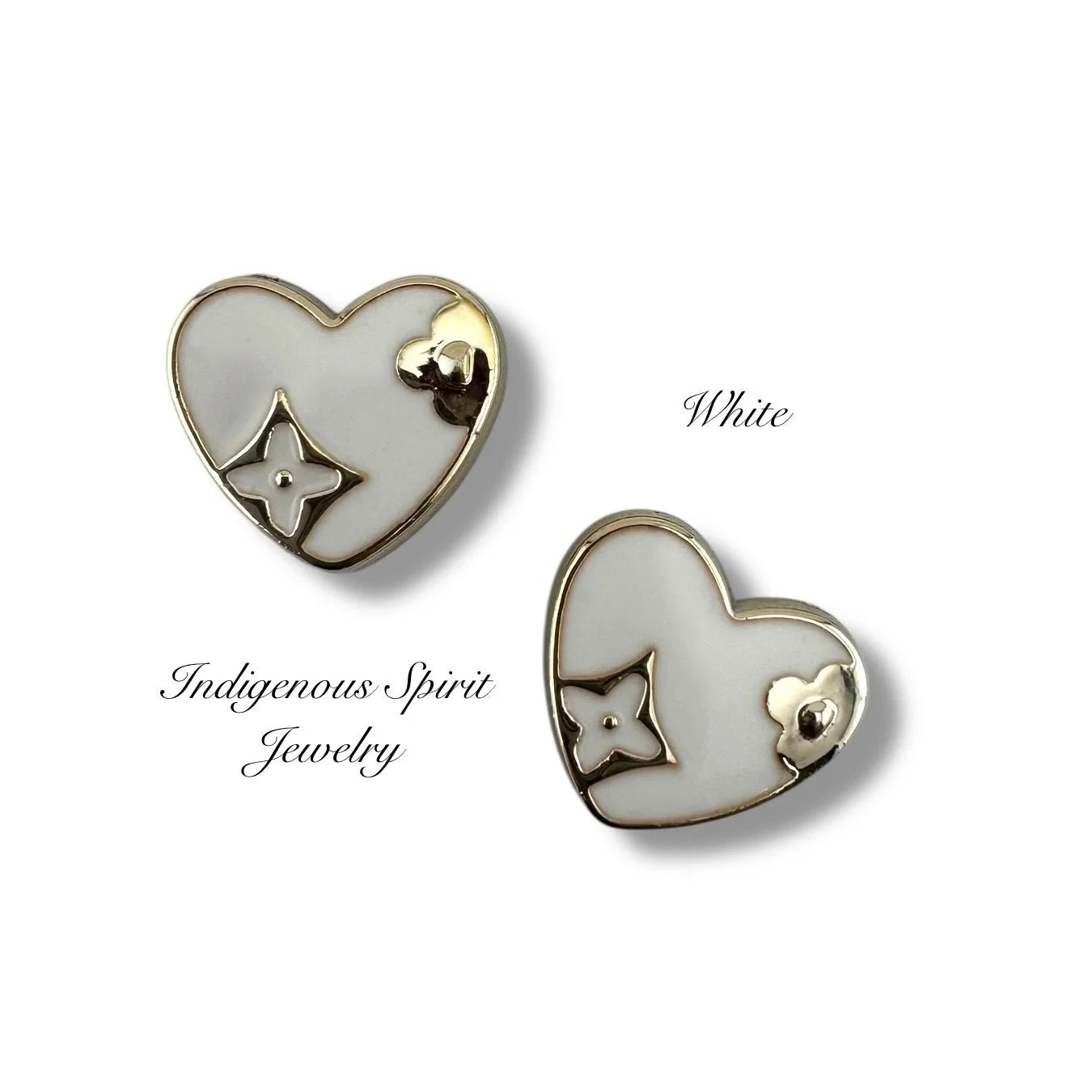 Heart Shaped Cabochons with Gold Embossed Designs - Style 2