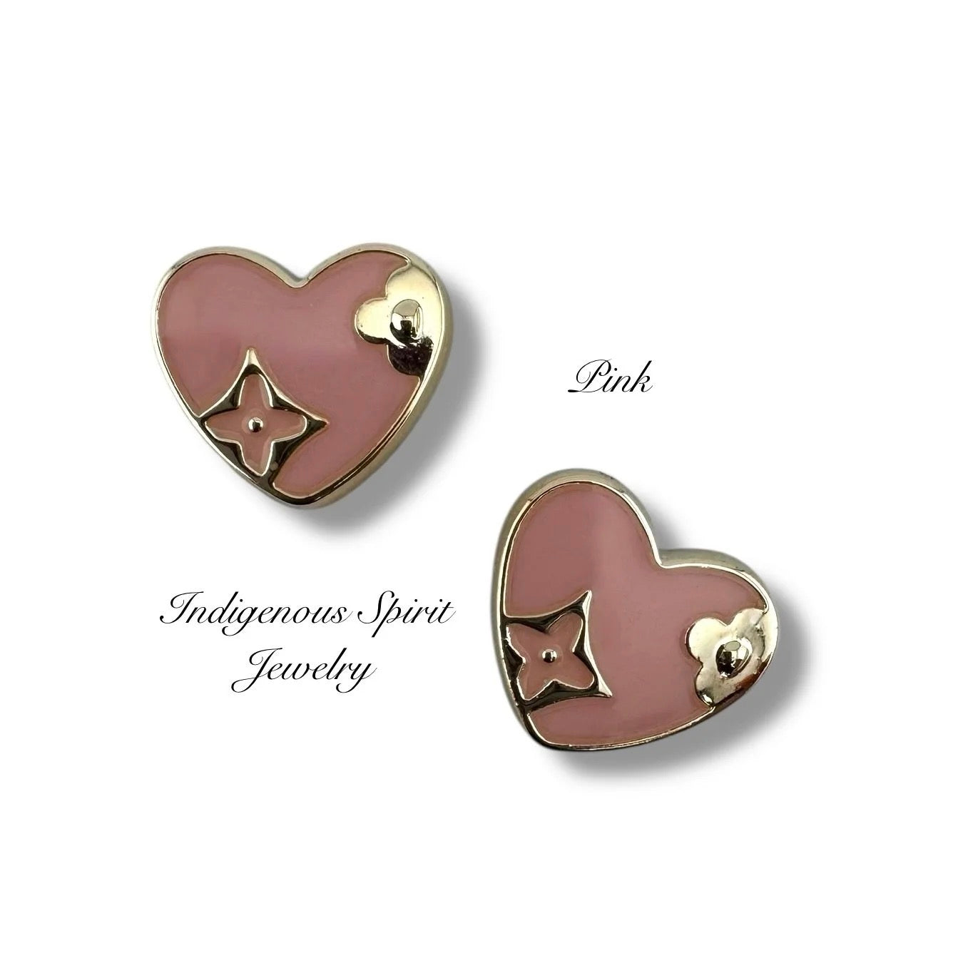 Heart Shaped Cabochons with Gold Embossed Designs - Style 2