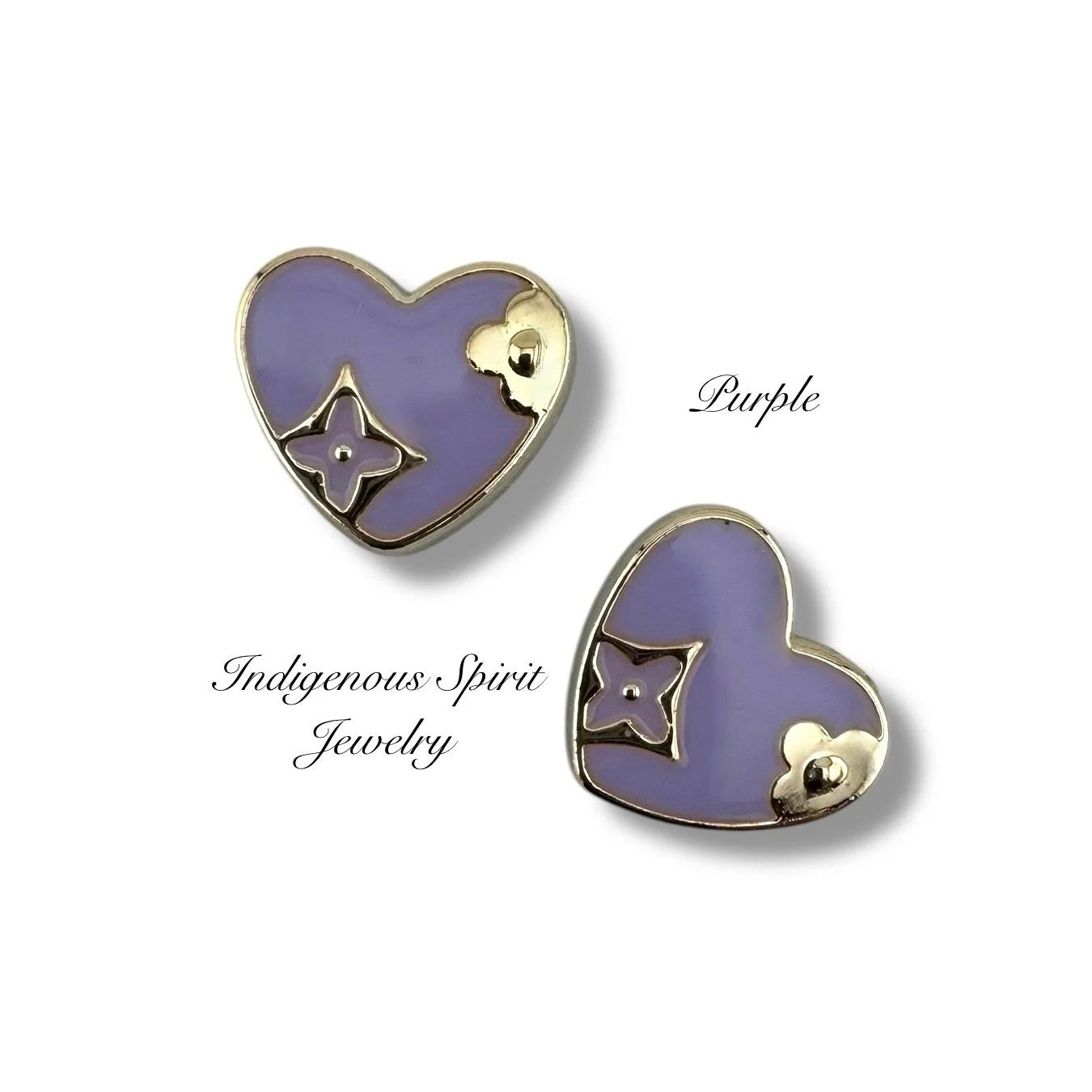 Heart Shaped Cabochons with Gold Embossed Designs - Style 2