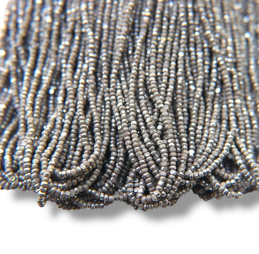 Patina Opaque Grey Silver 2-Cut Charlotte Cut Beads