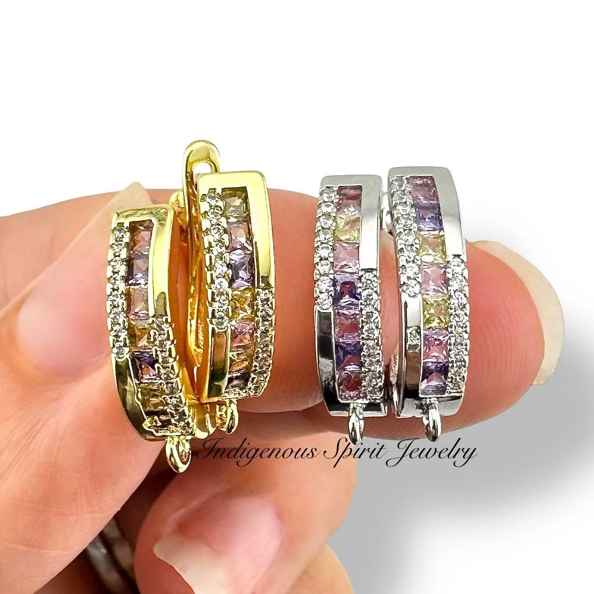 Horseshoe style Multi Coloured 18k Gold Plated, Cubic Zircon Findings