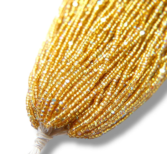 Patina Gold Silver Lined AB 2-Cut Charlotte Cut Beads