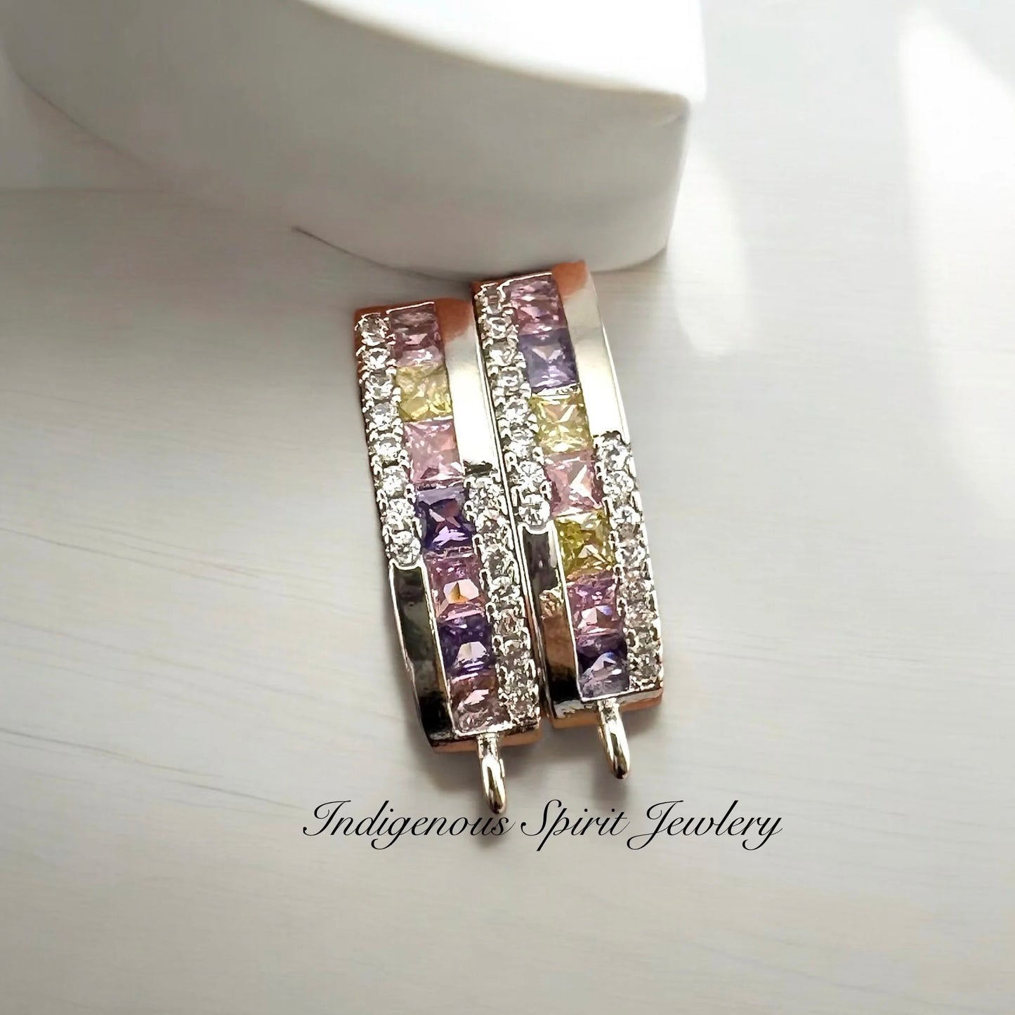 Horseshoe style Multi Coloured 18k Gold Plated, Cubic Zircon Findings