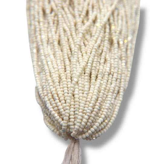 Patina Opaque Chalk White AB 2-Cut Charlotte Cut Beads