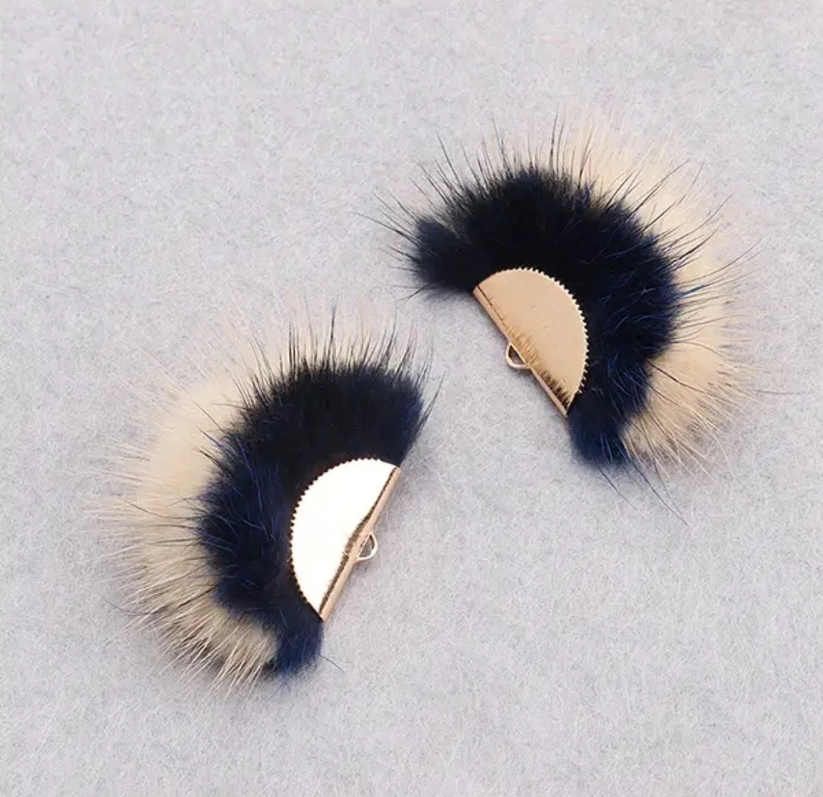 Gold Plated Mink Fur Connector Pieces - 17 Colours!