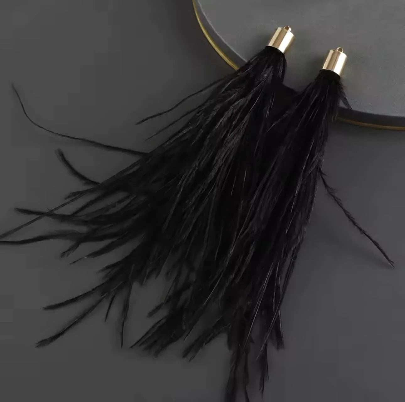 Long Thick Feathers - Wide Top Gold Base Connectors