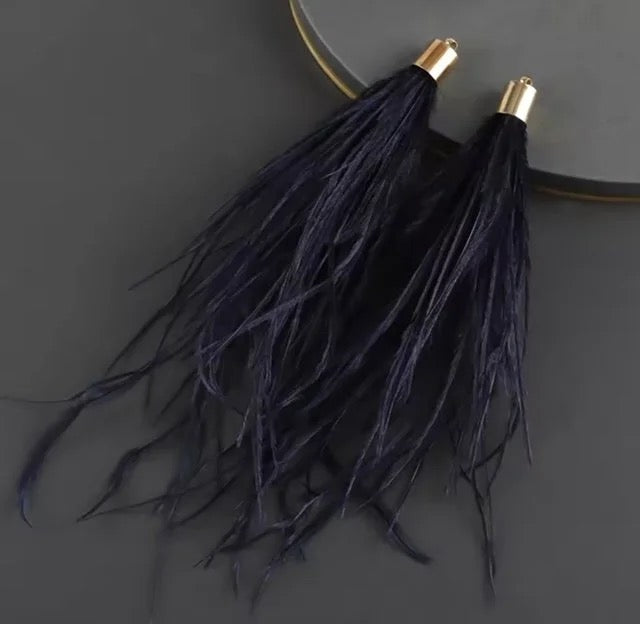 Long Thick Feathers - Wide Top Gold Base Connectors