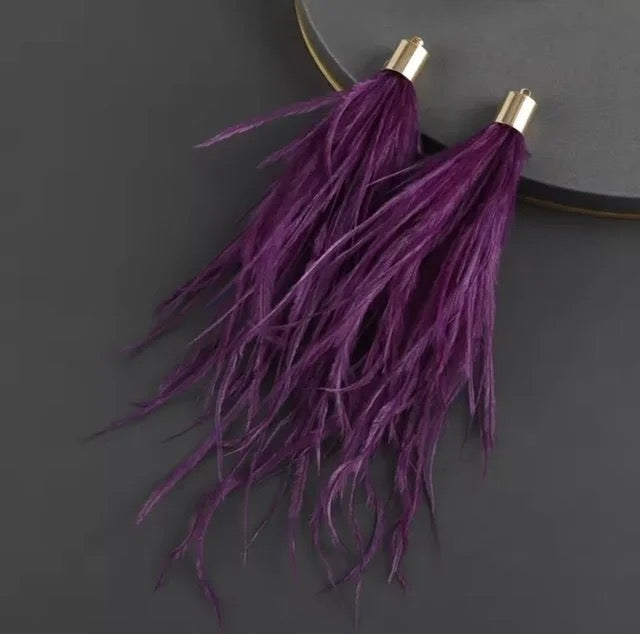 Long Thick Feathers - Wide Top Gold Base Connectors