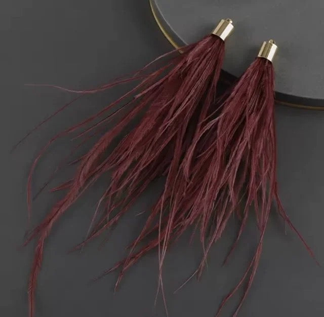 Long Thick Feathers - Wide Top Gold Base Connectors