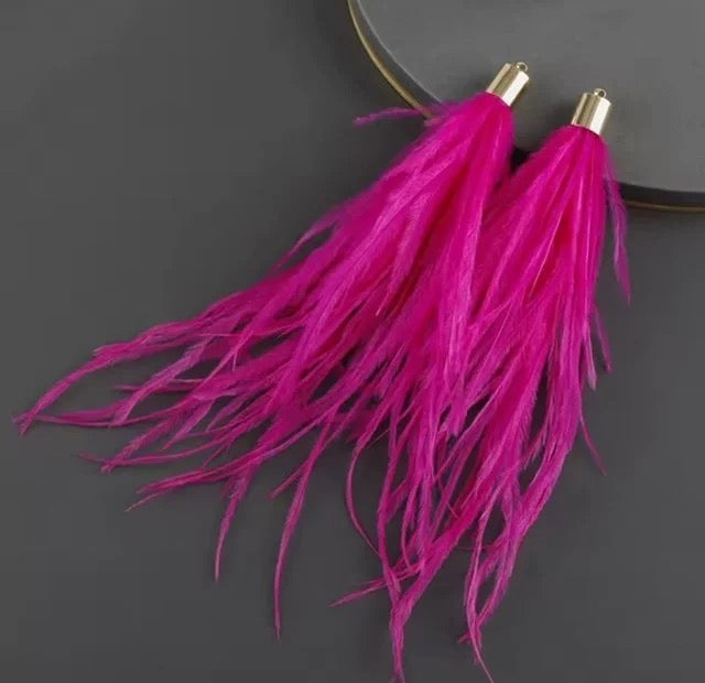 Long Thick Feathers - Wide Top Gold Base Connectors