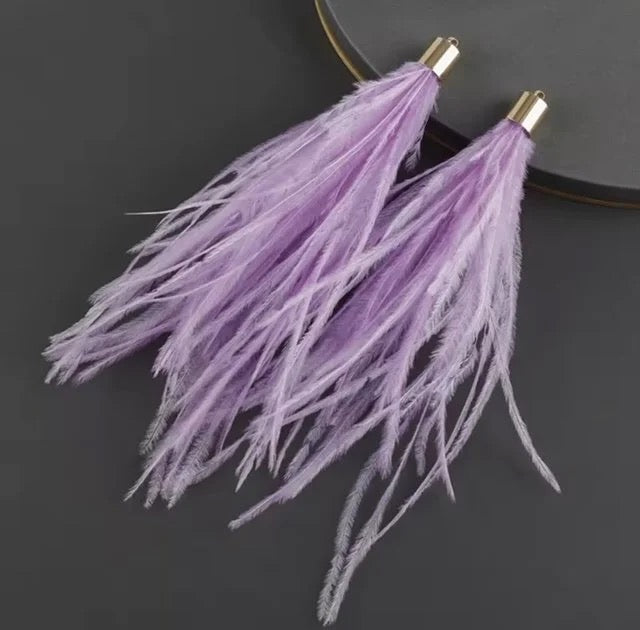 Long Thick Feathers - Wide Top Gold Base Connectors